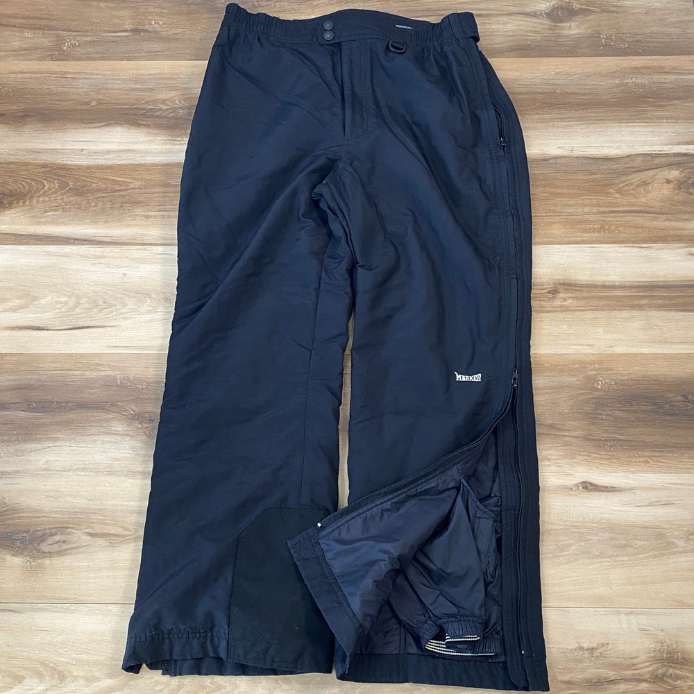 Marker Ski Pants Men L Gorpcore Nylon Insulated Full Zip Snow Trousers Black Ski